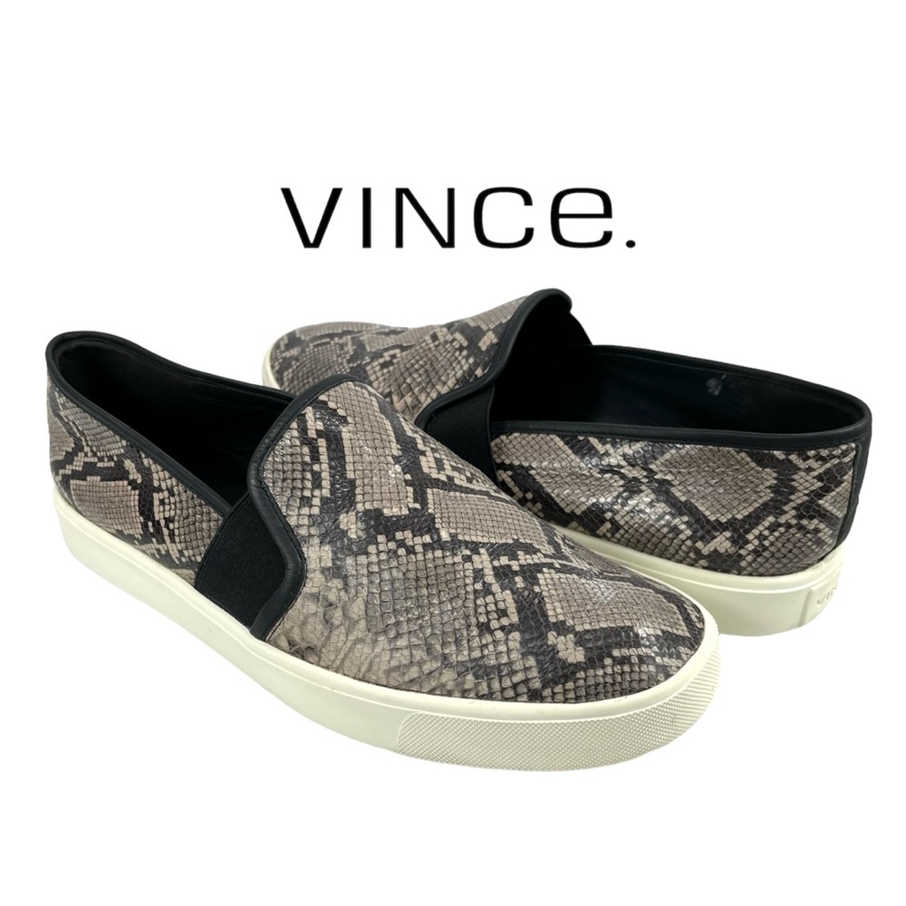 Vince | Women’s 8.5M | Warren‎ Snake Embossed Leather Slip On Sneaker Shoe